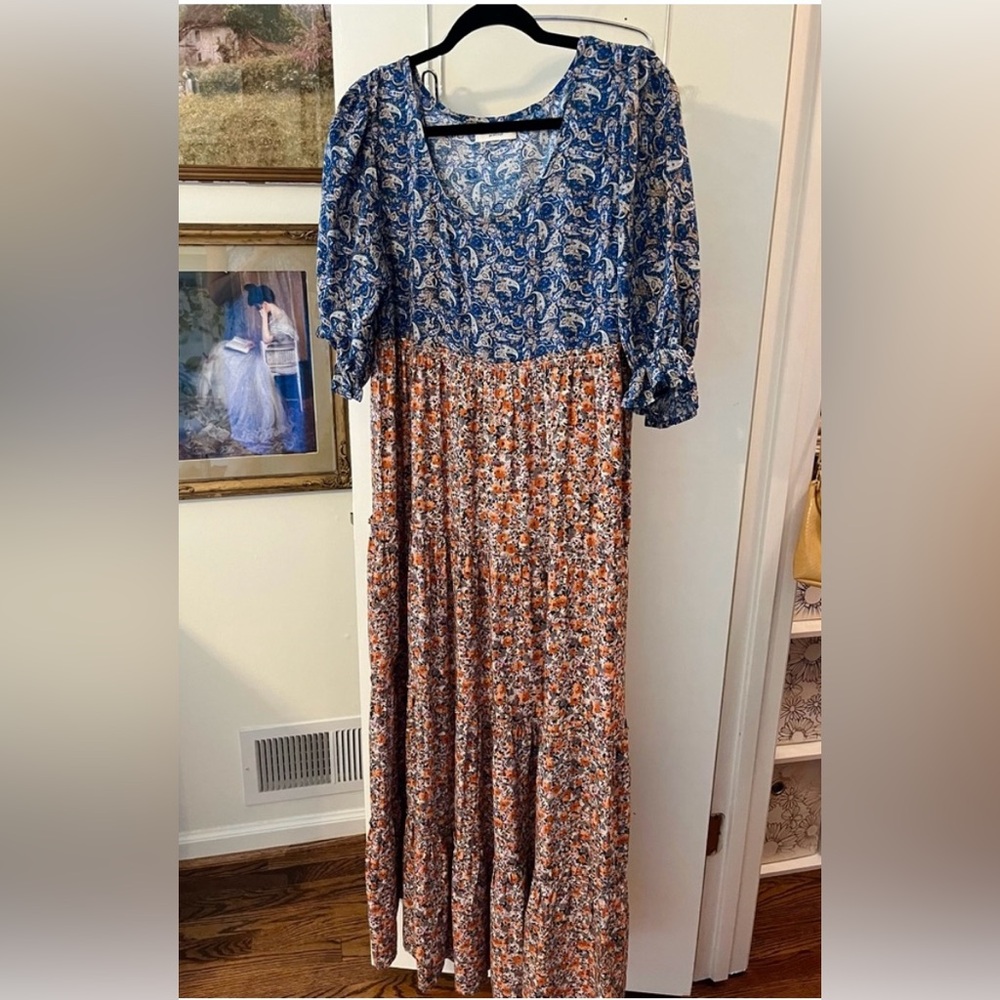 NWT NATURAL LIFE Collette Tiered Maxi Dress boho womens L